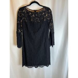 Women’s Ralph Lauren Black Evening Lace Cocktail Dress With Belle Sleeve Sz 6
